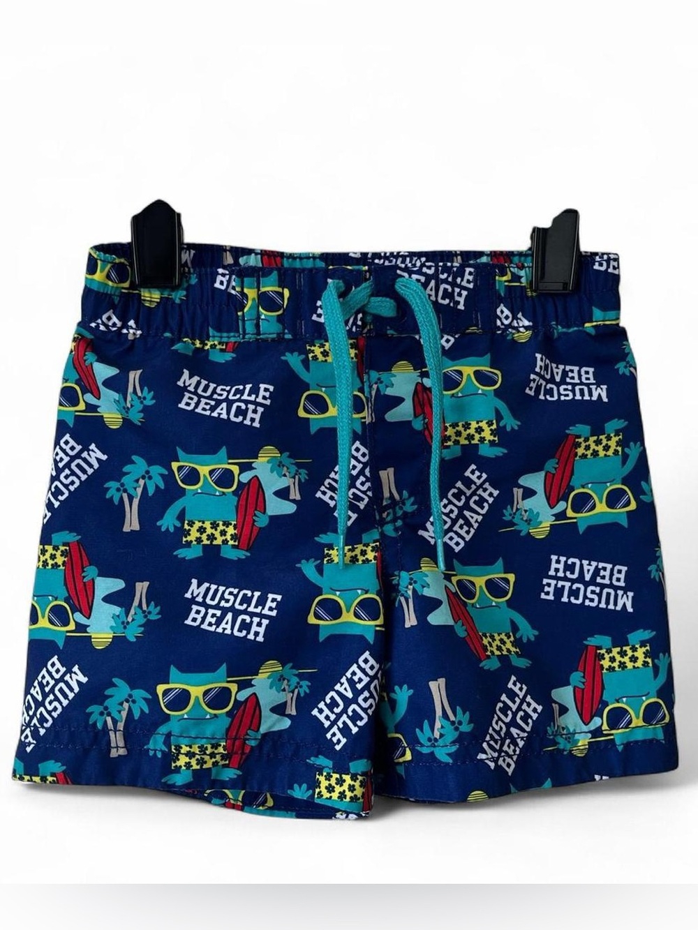 Royal Blue Whimsical Playful Monster Graphic Print Swim Trunks 3-6M Boy Old Navy